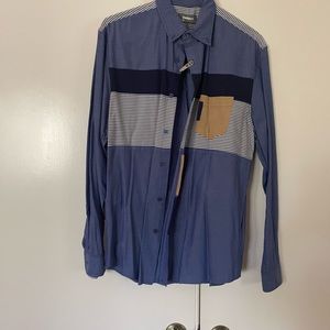 Desigual blue and blue/white stripe shirt - great condition